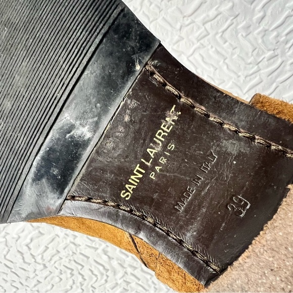 Saint Laurent Men's Wyatt Croc Embossed Harness Boots - Picture 12 of 13